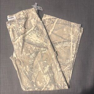 RSQ Beige and Cream Camouflage Trousers